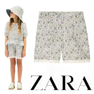 ZARA Kids | Green/Blue | SCALLOPED FLORAL SHORTS LIMITED EDITION